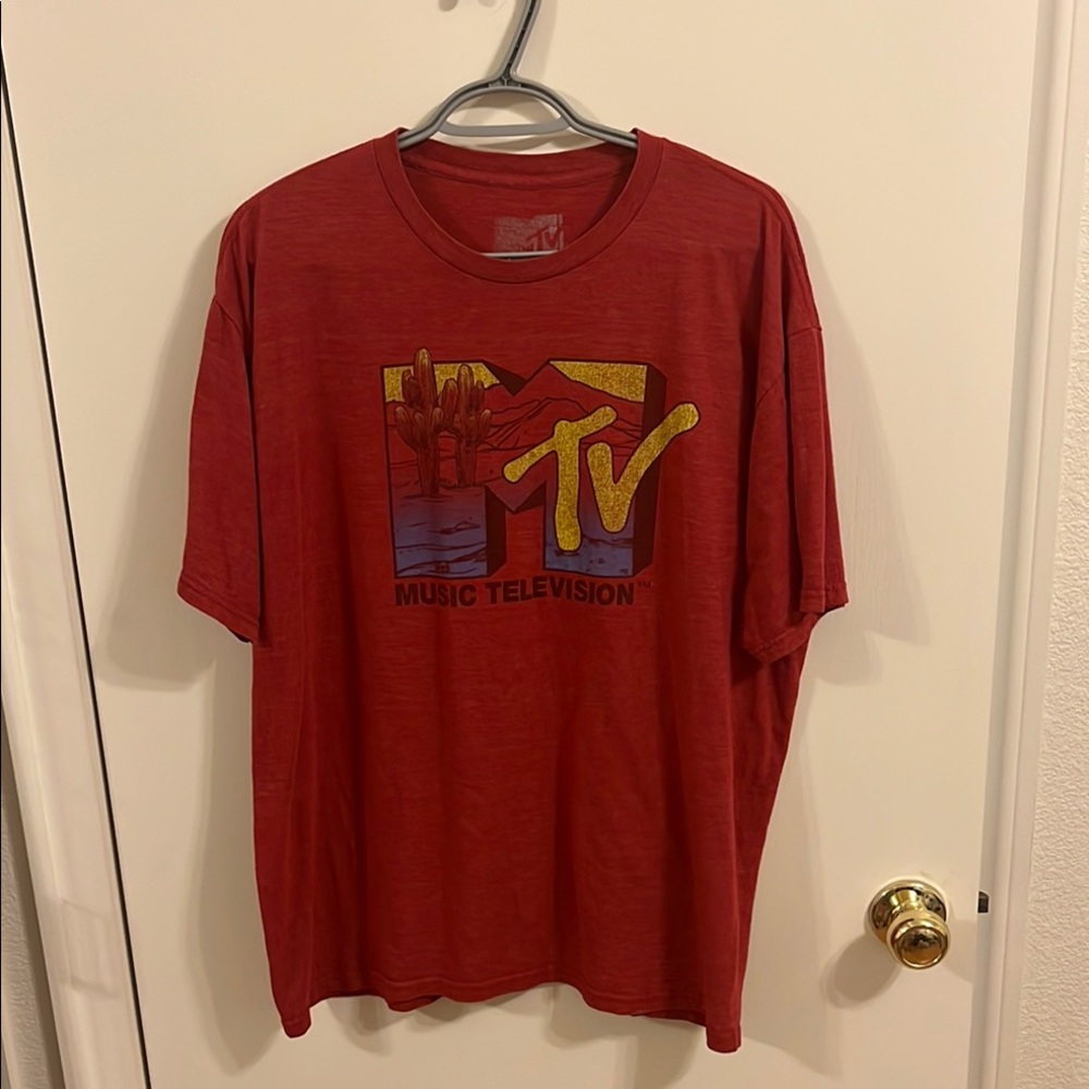 MTV Vintage Red Tee with Bold Logo